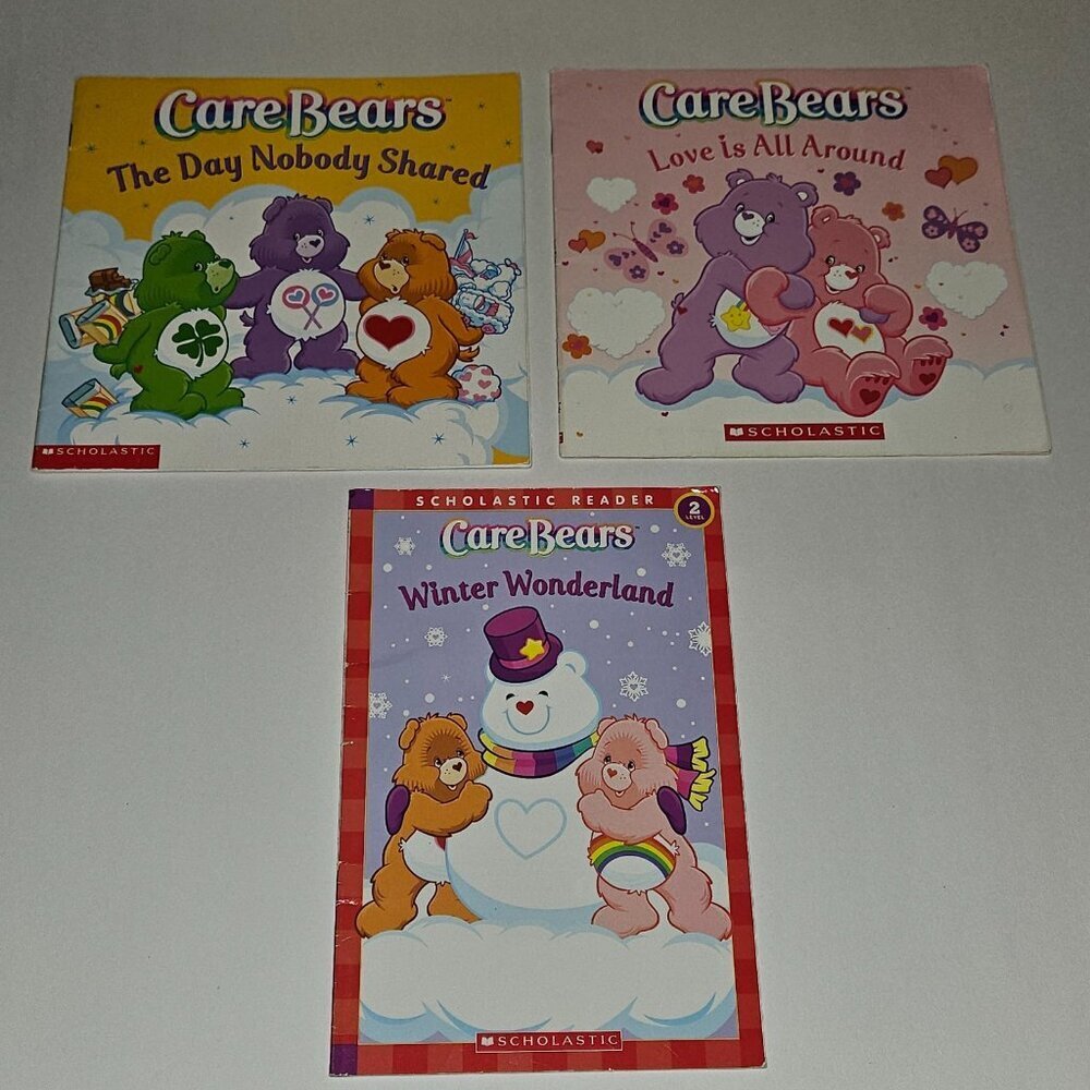 3 Care Bears PBK Book Lot Day Nobody Shared Love All Around Winter Wonderland